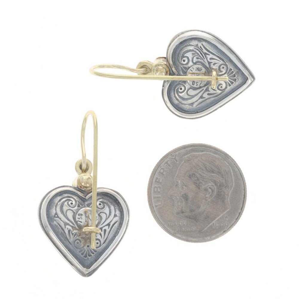 Konstantino Ruby Heart Scrollwork Drop Earrings 9… - image 3